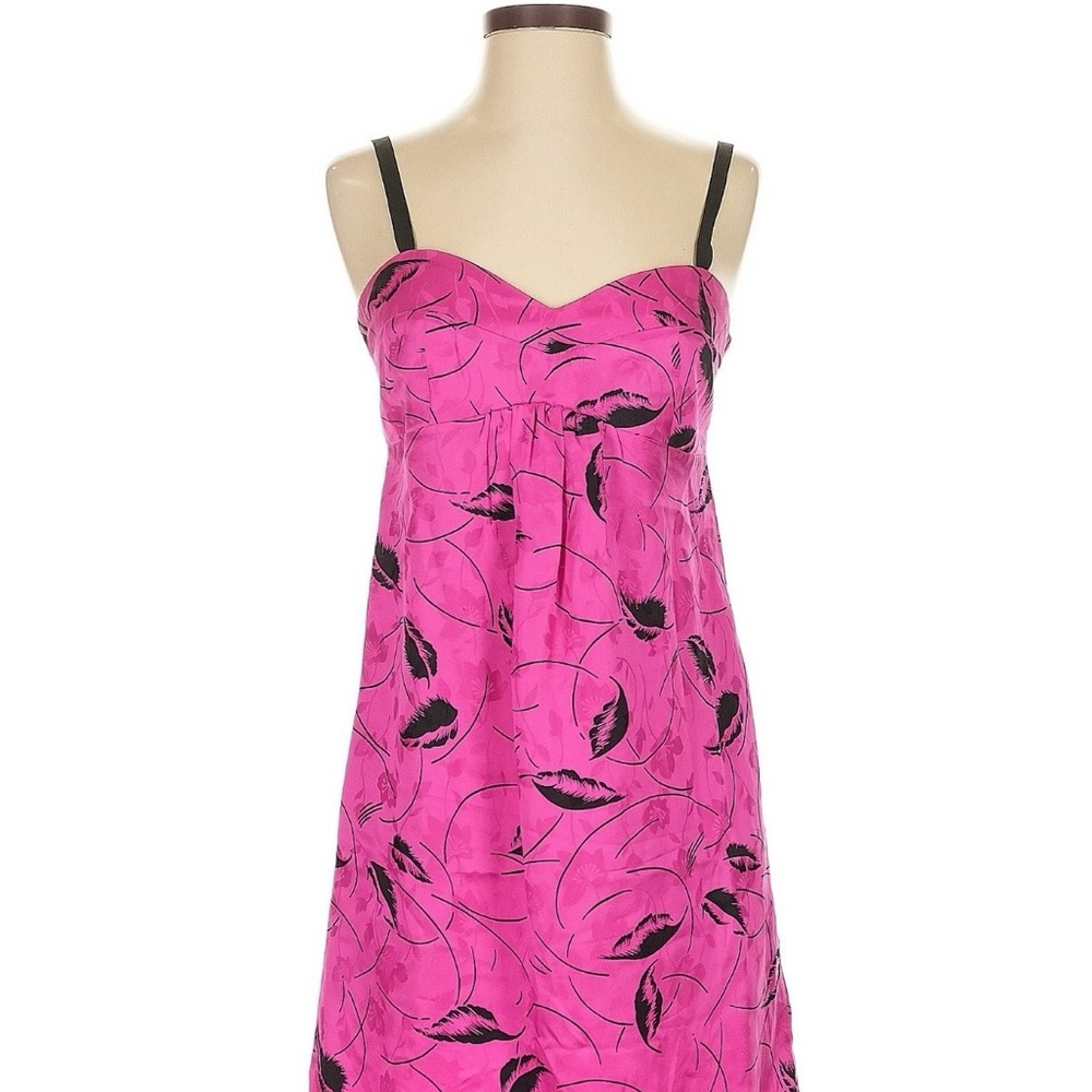 Yumi Kim Pink and Black Empire Waist Silk Dress